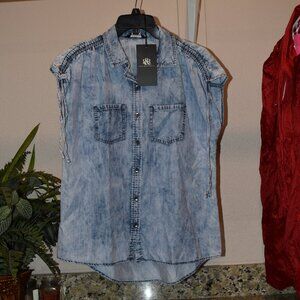Rock & Republic Sleeveless Denim Shirt Size S - with tags